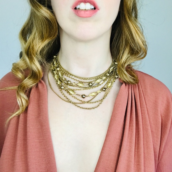 Vintage Kramer Gold 10-Strand Chain Necklace - Picture 2 of 2